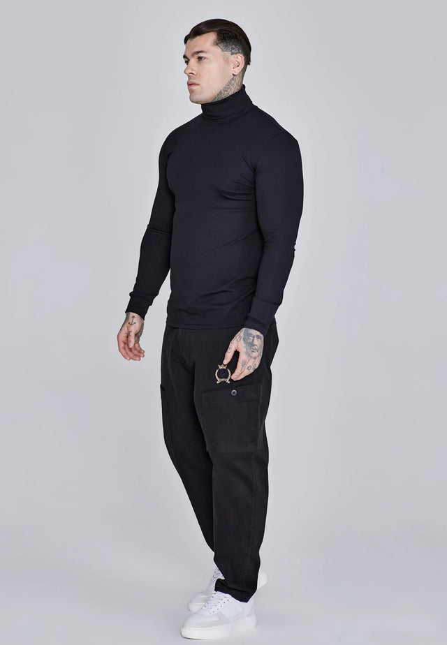 SikSilk - Black Roll Neck Top