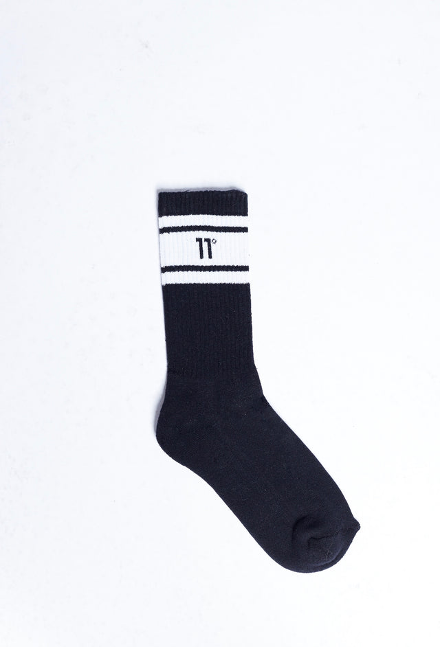 11 Degrees - Stripe Crew Socks 3Darab - Black